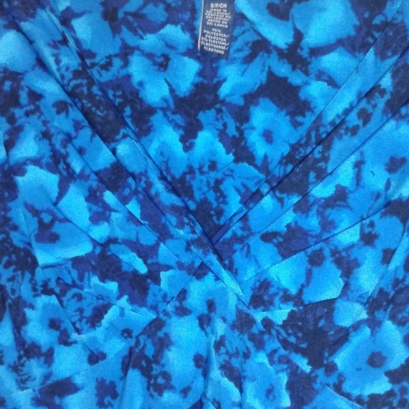 Chaps By Ralph Lauren Floral Crossover Surplice Dress-Blue  Moc Wrap Jersey - Picture 3 of 16